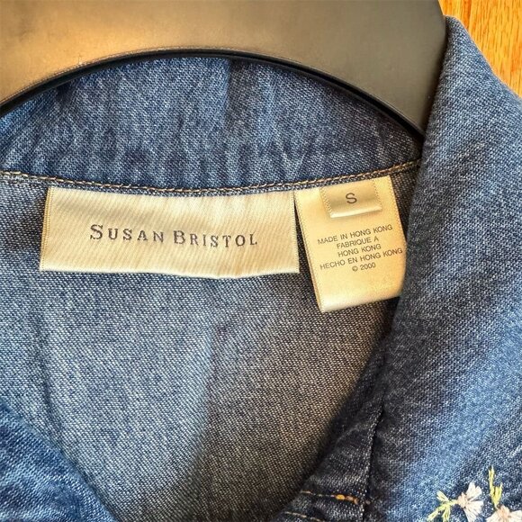 Susan Bristol Women's Embroidered Denim Shirt Jacket Blue Size S Vintage - Picture 6 of 6